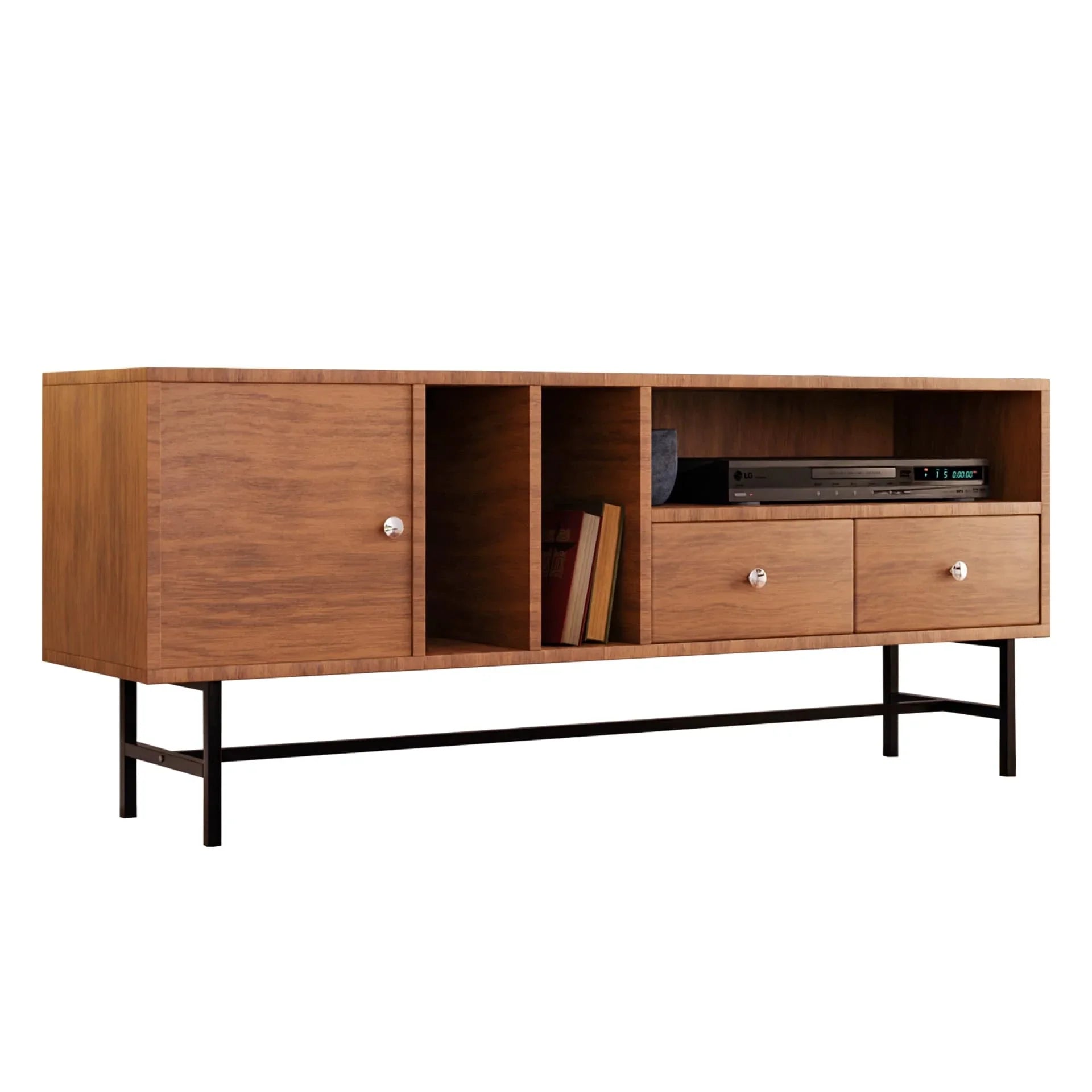Rochester Modern Rectangular TV Stand: Enclosed Storage & Powder-Coated Iron Legs - Elax Furniture