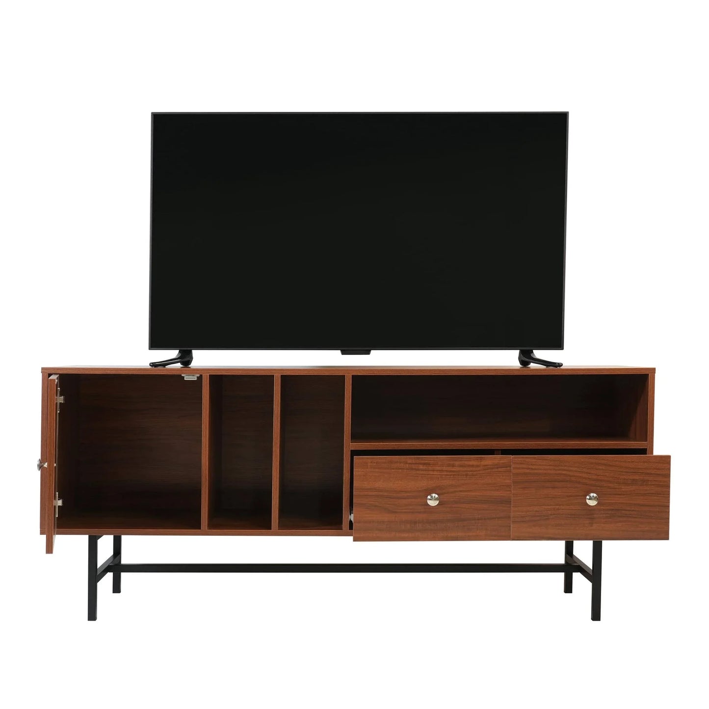Rochester Modern Rectangular TV Stand: Enclosed Storage & Powder-Coated Iron Legs - Elax Furniture