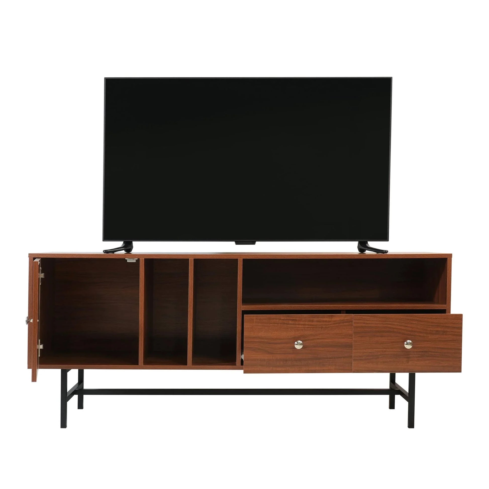 Rochester Modern Rectangular TV Stand: Enclosed Storage & Powder-Coated Iron Legs - Elax Furniture