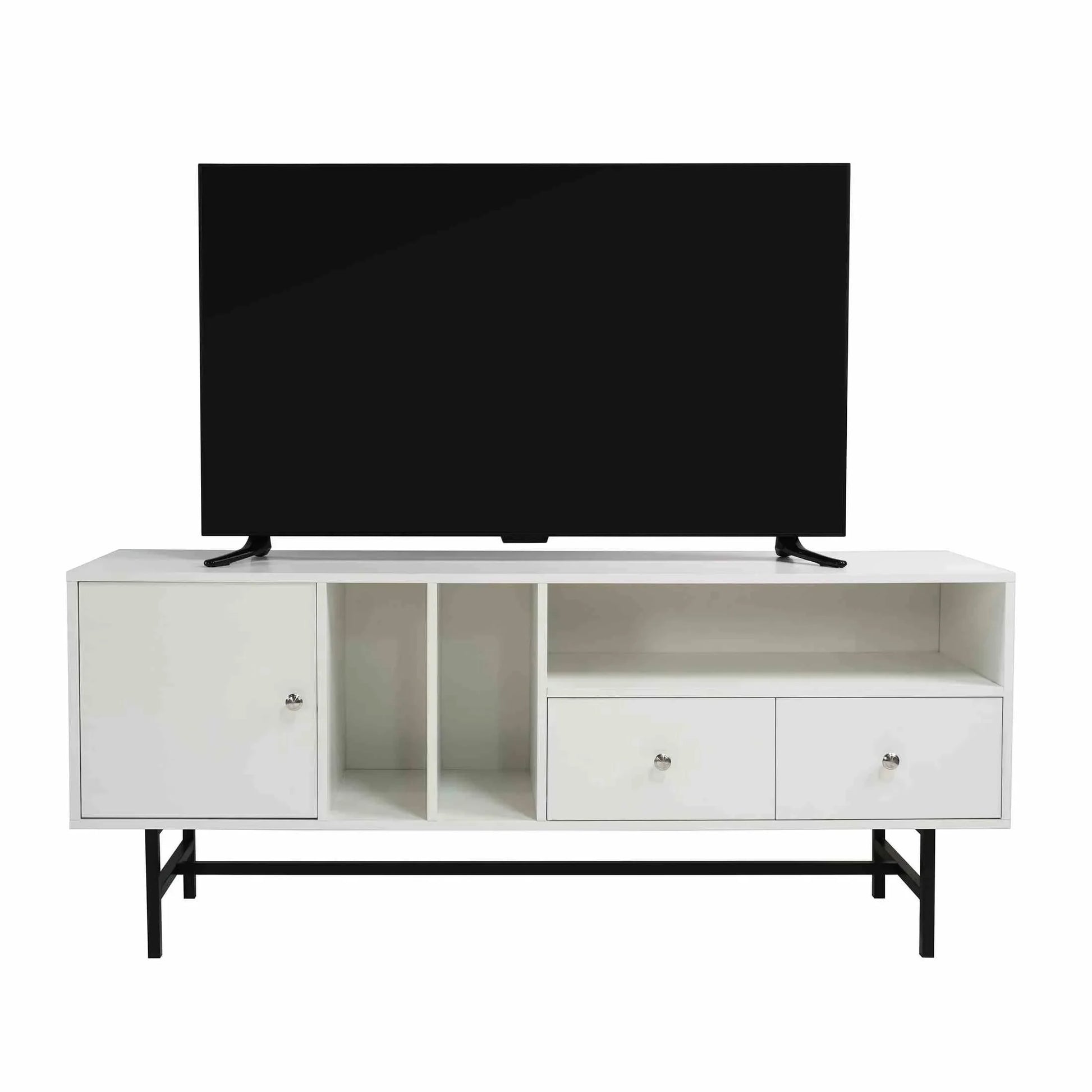 Rochester Modern Rectangular TV Stand: Enclosed Storage & Powder-Coated Iron Legs - Elax Furniture