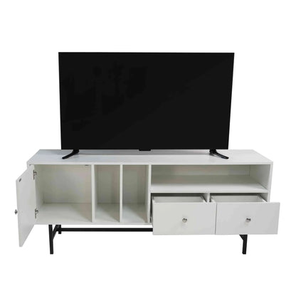 Rochester Modern Rectangular TV Stand: Enclosed Storage & Powder-Coated Iron Legs - Elax Furniture