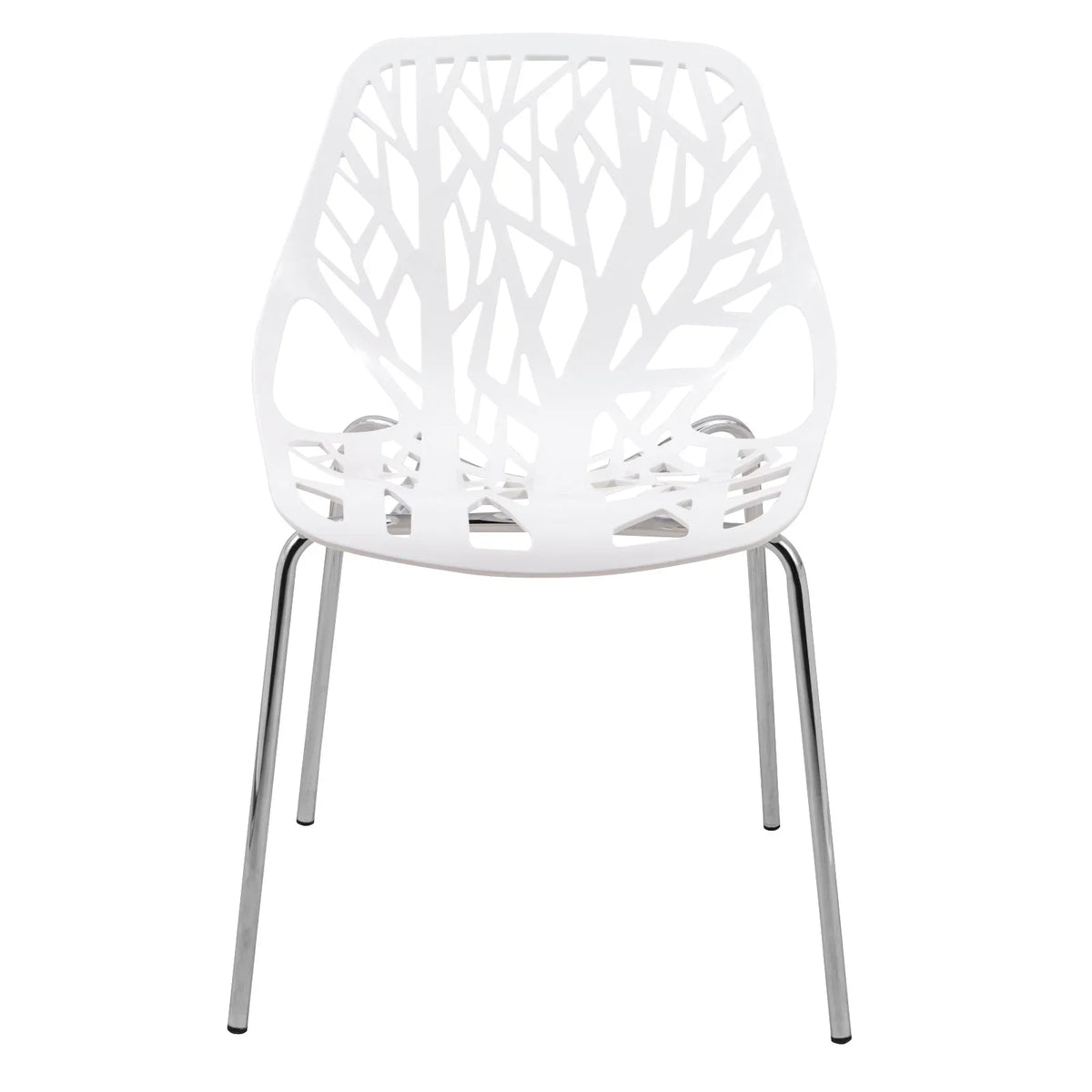 Ravenna 5-Piece Dining Set: 4 Stackable Plastic Chairs & Round Table With Geometric Base - Elax Furniture