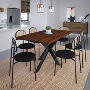 Ravenna 63" Wood Dining Table With Modern Metal Base - Elax Furniture