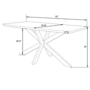 Ravenna 63" Wood Dining Table With Modern Metal Base - Elax Furniture