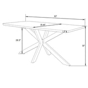 Ravenna 63" Wood Dining Table With Modern Metal Base - Elax Furniture