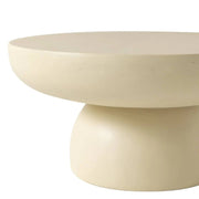 Ruben 27" Round Fiberstone Coffee Table with Powder-Coated Finish Centerpiece Beige Coffee Table LeisureMod