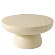 Ruben 27" Round Fiberstone Coffee Table with Powder-Coated Finish Centerpiece Beige Coffee Table LeisureMod