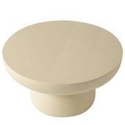 Ruben 27" Round Fiberstone Coffee Table with Powder-Coated Finish Centerpiece Beige Coffee Table LeisureMod