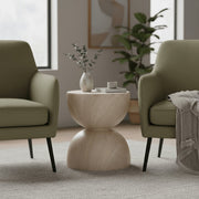 Sage Minimalist Side Table in Fiberstone Hourglass Design Accent Table Stone Marble Side Table LeisureMod
