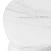 Sage Minimalist Side Table in Fiberstone Hourglass Design Accent Table Marbled White Side Table LeisureMod