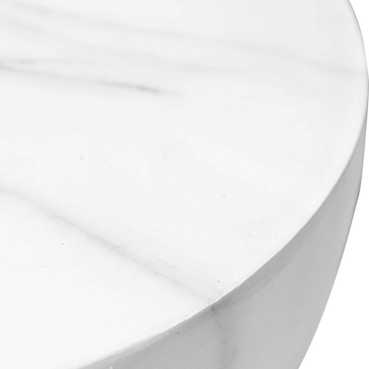Sage Minimalist Side Table in Fiberstone Hourglass Design Accent Table Marbled White Side Table LeisureMod