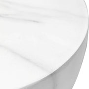 Sage Minimalist Side Table in Fiberstone Hourglass Design Accent Table Marbled White Side Table LeisureMod
