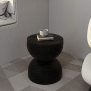 Sage Minimalist Side Table in Fiberstone Hourglass Design Accent Table Black Side Table LeisureMod