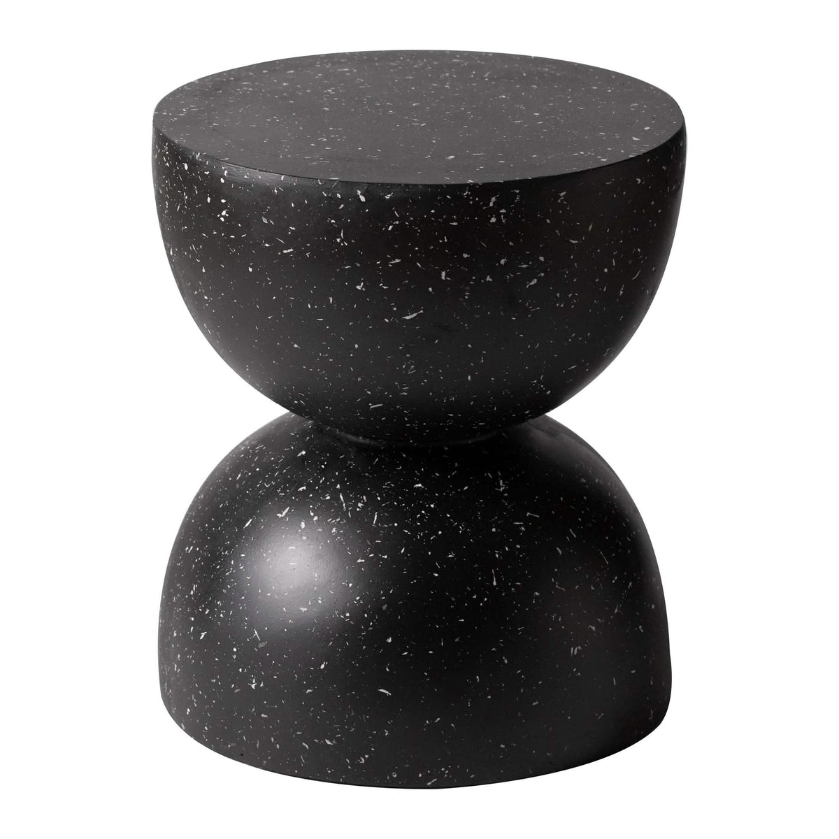 Sage Minimalist Side Table in Fiberstone Hourglass Design Accent Table Black Side Table LeisureMod