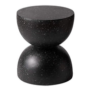 Sage Minimalist Side Table in Fiberstone Hourglass Design Accent Table Black Side Table LeisureMod