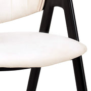 Savor Dining Chair in Leather/Polyester with Curved and Open-Back Design Grey Dining Chair Leisuremod