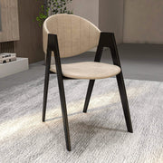 Savor Dining Chair in Leather/Polyester with Curved and Open-Back Design Taupe Dining Chair Leisuremod
