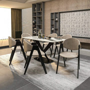 Savor Dining Chair in Leather/Polyester with Curved and Open-Back Design Taupe Dining Chair Leisuremod