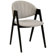 Savor Dining Chair in Leather/Polyester with Curved and Open-Back Design Grey Dining Chair Leisuremod