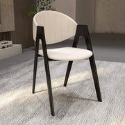 Savor Dining Chair in Leather/Polyester with Curved and Open-Back Design Grey Dining Chair Leisuremod