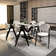 Savor Dining Chair in Leather/Polyester with Curved and Open-Back Design Grey Dining Chair Leisuremod