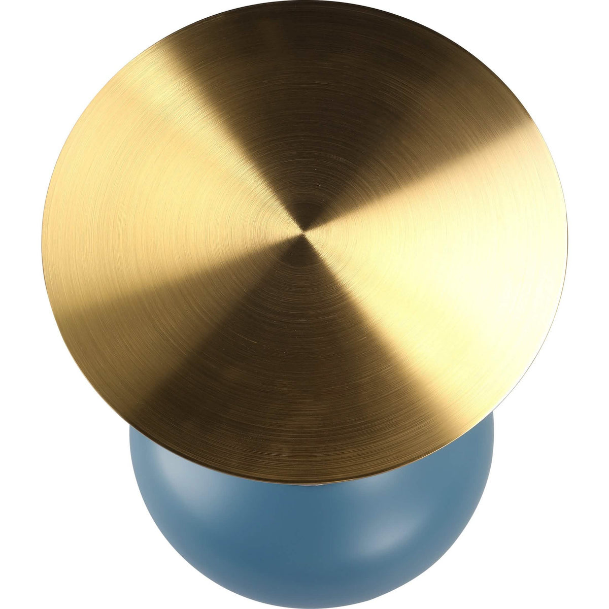 Savoy Wide Side Table with Stainless Steel Top Round Accent Table and Elegant Pedestal Base Gold Blue Side Table LeisureMod