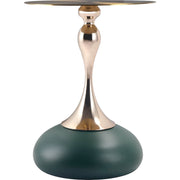 Savoy Wide Side Table with Stainless Steel Top Round Accent Table and Elegant Pedestal Base Gold Green Side Table LeisureMod