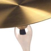 Savoy Wide Side Table with Stainless Steel Top Round Accent Table and Elegant Pedestal Base Gold Blue Side Table LeisureMod