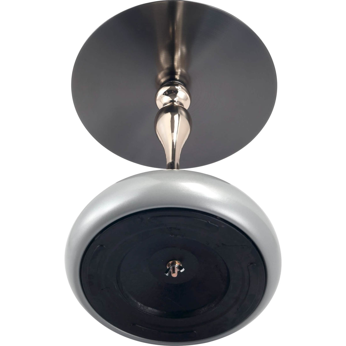Savoy Wide Side Table with Stainless Steel Top Round Accent Table and Elegant Pedestal Base Black Silver Side Table LeisureMod