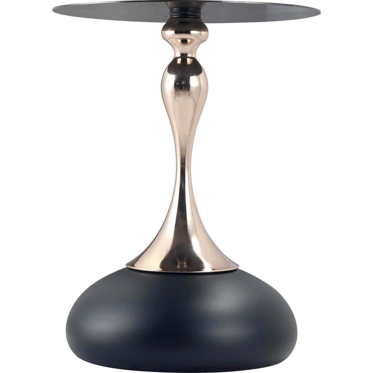 Savoy Wide Side Table with Stainless Steel Top Round Accent Table and Elegant Pedestal Base Black Matte Black Side Table LeisureMod