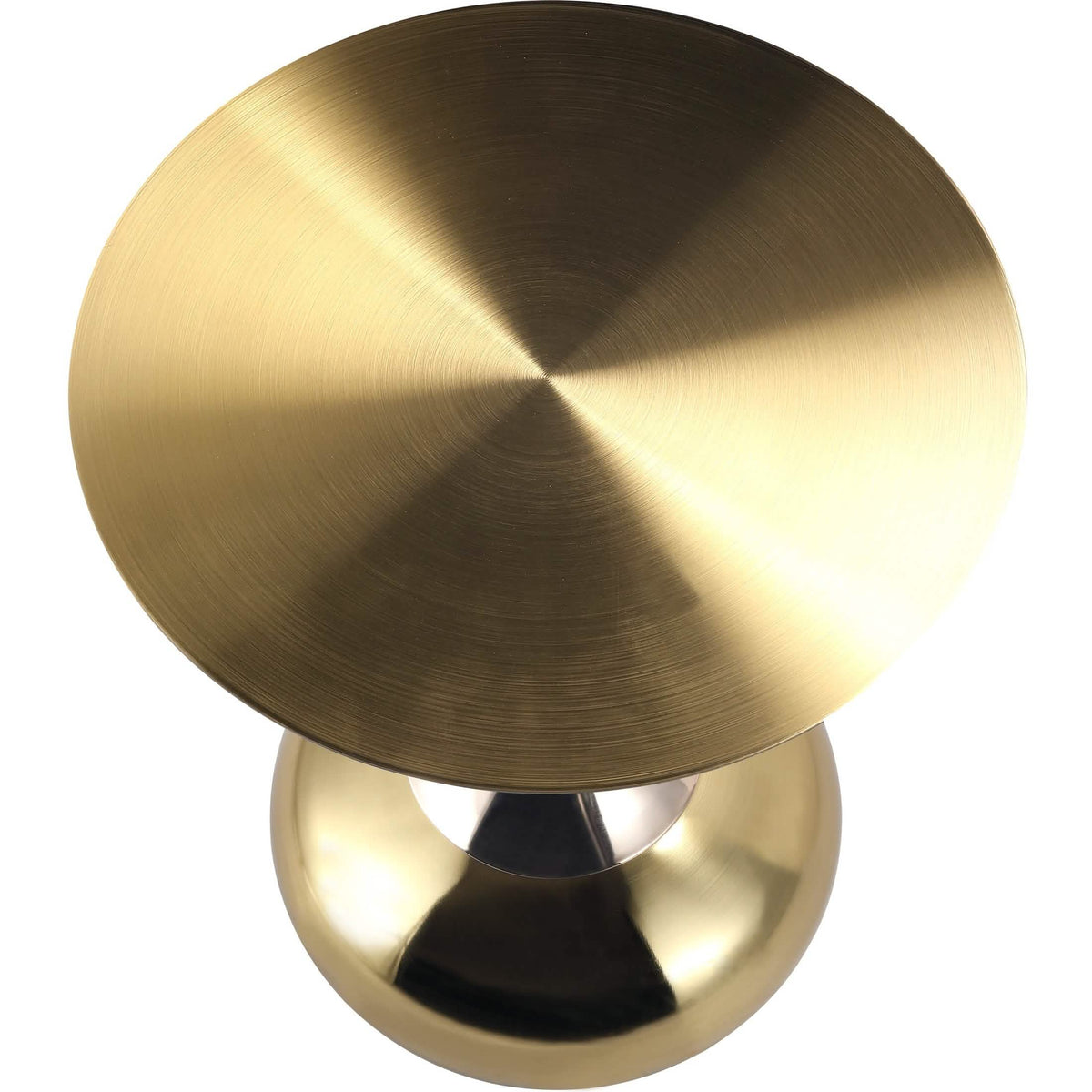 Savoy Wide Side Table with Stainless Steel Top Round Accent Table and Elegant Pedestal Base Gold Shiny Gold Side Table LeisureMod
