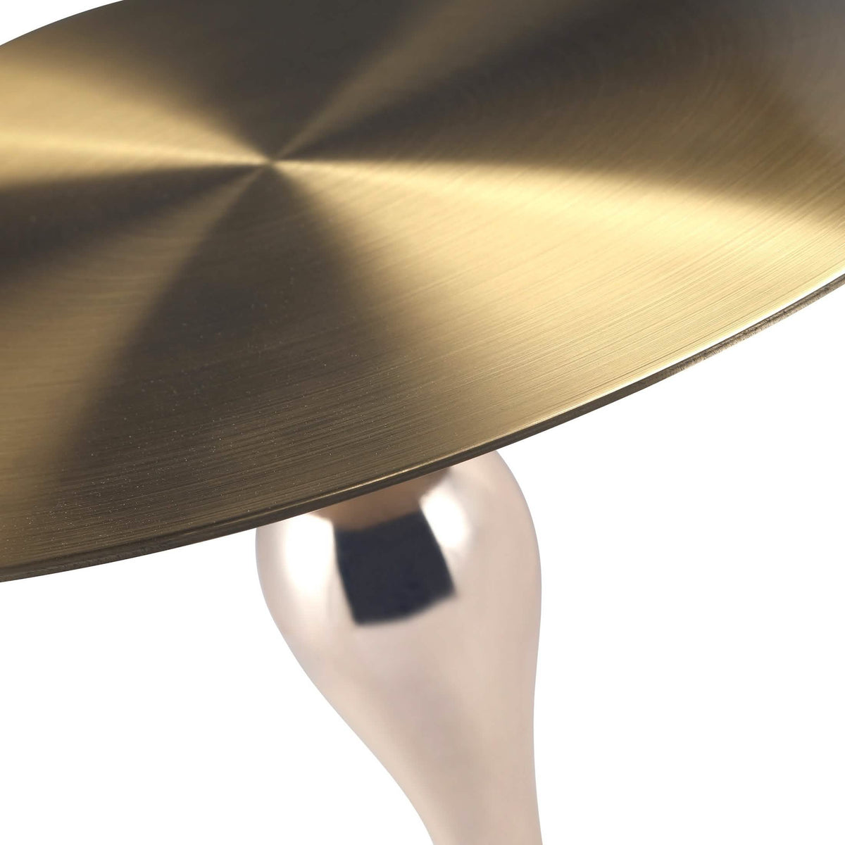 Savoy Wide Side Table with Stainless Steel Top Round Accent Table and Elegant Pedestal Base Gold Shiny Gold Side Table LeisureMod