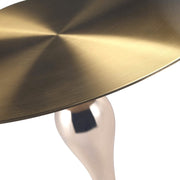 Savoy Wide Side Table with Stainless Steel Top Round Accent Table and Elegant Pedestal Base Gold Shiny Gold Side Table LeisureMod