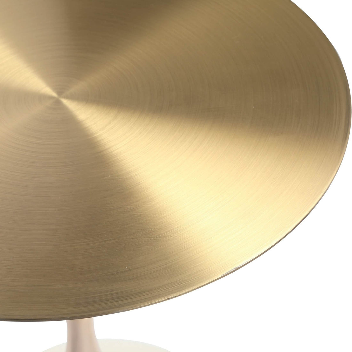 Savoy Wide Side Table with Stainless Steel Top Round Accent Table and Elegant Pedestal Base Gold White Side Table LeisureMod