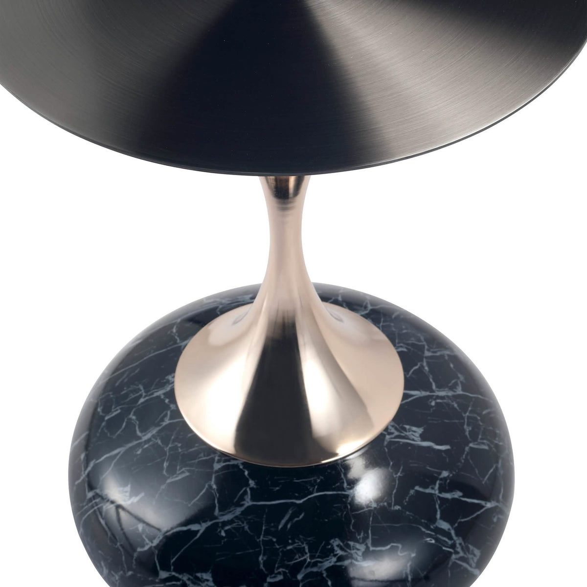 Savoy Wide Side Table with Stainless Steel Top Round Accent Table and Elegant Pedestal Base Black Stone Black Side Table LeisureMod