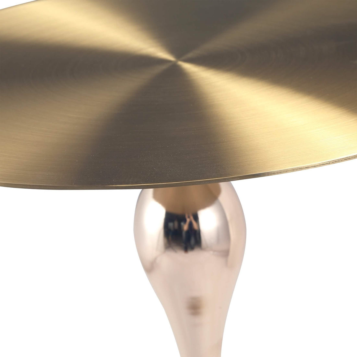 Savoy Wide Side Table with Stainless Steel Top Round Accent Table and Elegant Pedestal Base Gold Matte Gold Side Table LeisureMod