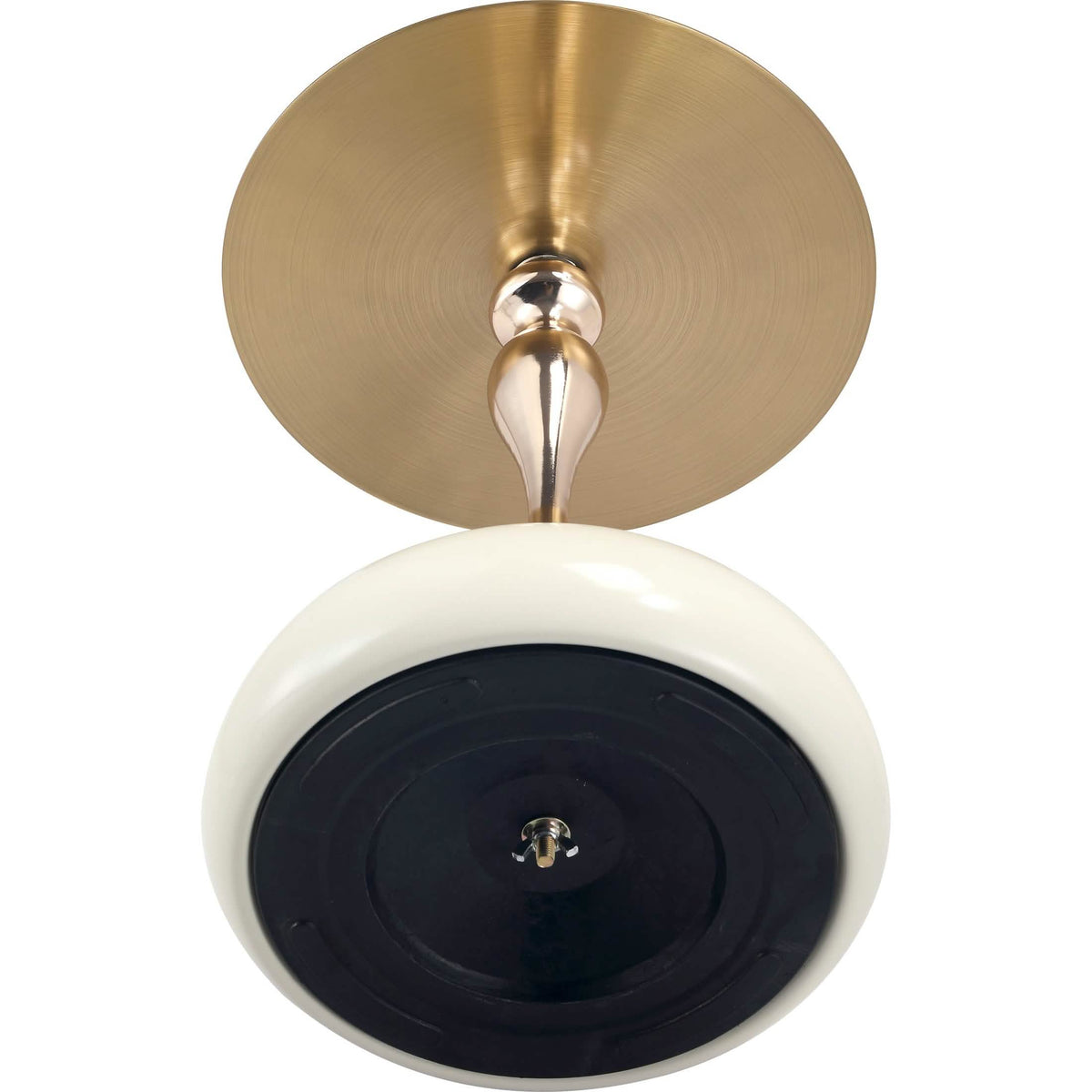 Savoy Wide Side Table with Stainless Steel Top Round Accent Table and Elegant Pedestal Base Gold White Side Table LeisureMod