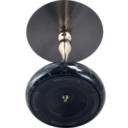Savoy Wide Side Table with Stainless Steel Top Round Accent Table and Elegant Pedestal Base Black Stone Black Side Table LeisureMod