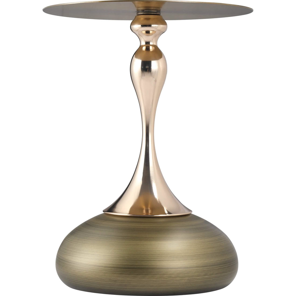 Savoy Wide Side Table with Stainless Steel Top Round Accent Table and Elegant Pedestal Base Gold Brass Side Table LeisureMod