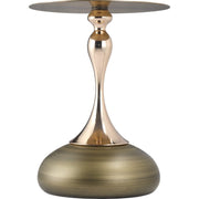 Savoy Wide Side Table with Stainless Steel Top Round Accent Table and Elegant Pedestal Base Gold Brass Side Table LeisureMod