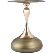 Savoy Wide Side Table with Stainless Steel Top Round Accent Table and Elegant Pedestal Base Black Shiny Black Side Table LeisureMod