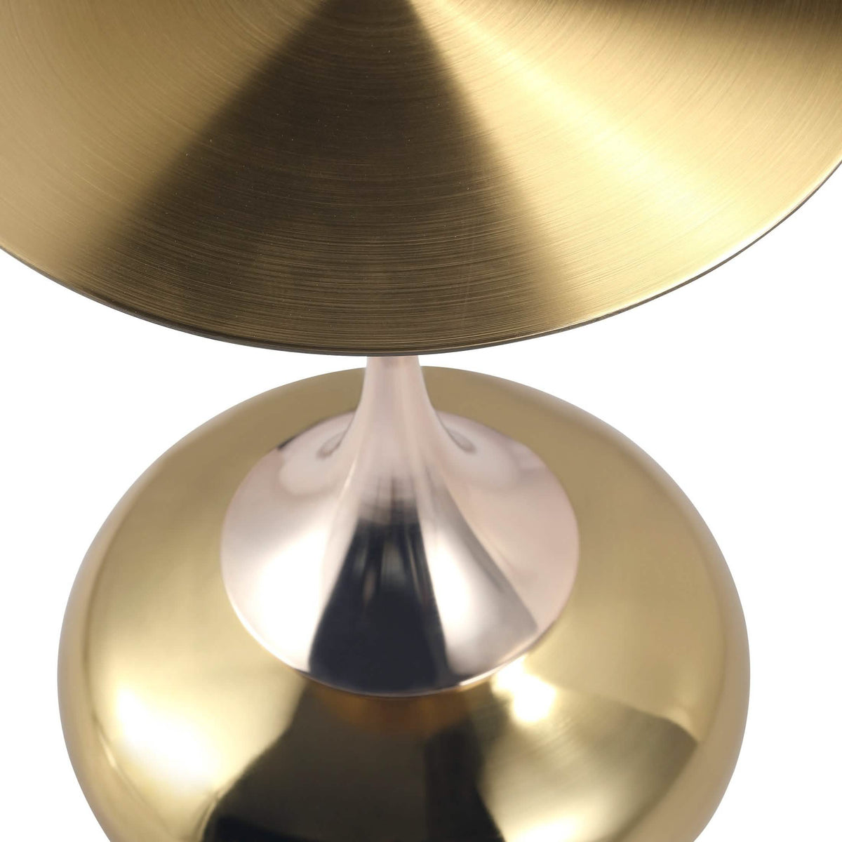 Savoy Wide Side Table with Stainless Steel Top Round Accent Table and Elegant Pedestal Base Gold Shiny Gold Side Table LeisureMod