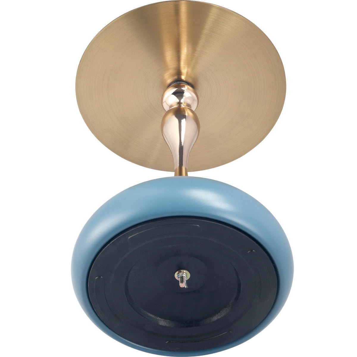 Savoy Wide Side Table with Stainless Steel Top Round Accent Table and Elegant Pedestal Base Gold Blue Side Table LeisureMod
