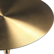 Savoy Wide Side Table with Stainless Steel Top Round Accent Table and Elegant Pedestal Base Gold Shiny Gold Side Table LeisureMod