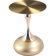 Savoy Wide Side Table with Stainless Steel Top Round Accent Table and Elegant Pedestal Base Gold Matte Gold Side Table LeisureMod