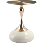 Savoy Wide Side Table with Stainless Steel Top Round Accent Table and Elegant Pedestal Base Gold Matte Gold Side Table LeisureMod
