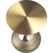 Savoy Wide Side Table with Stainless Steel Top Round Accent Table and Elegant Pedestal Base Gold Brass Side Table LeisureMod