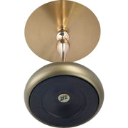 Savoy Wide Side Table with Stainless Steel Top Round Accent Table and Elegant Pedestal Base Gold Brass Side Table LeisureMod