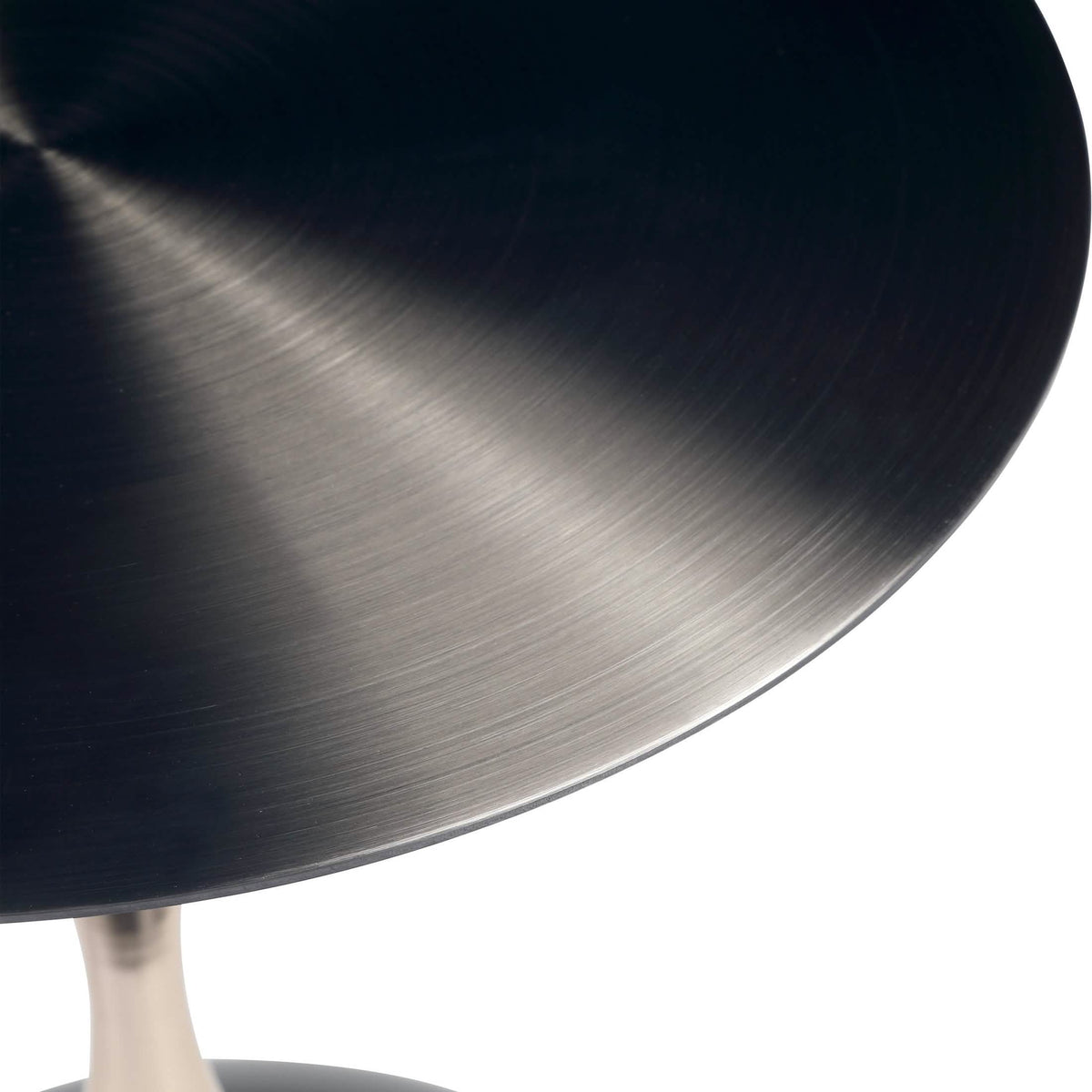 Savoy Wide Side Table with Stainless Steel Top Round Accent Table and Elegant Pedestal Base Black Grey Side Table LeisureMod