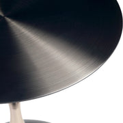 Savoy Wide Side Table with Stainless Steel Top Round Accent Table and Elegant Pedestal Base Black Grey Side Table LeisureMod